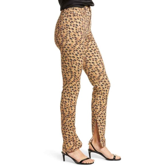 WeWorewhat Stiletto Split Hem Leopard Animal Print Skinny Jeans Size 27 - Picture 4 of 12